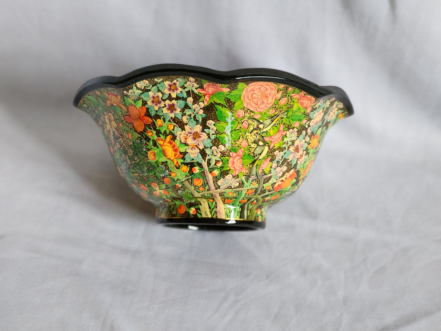 Curvy Bowl Papier Mache 8.3 Inches- Hand-painted