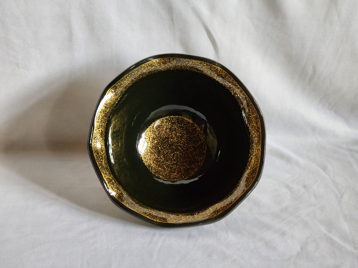 Curvy Bowl Papier Mache 8.3 Inches- Hand-painted