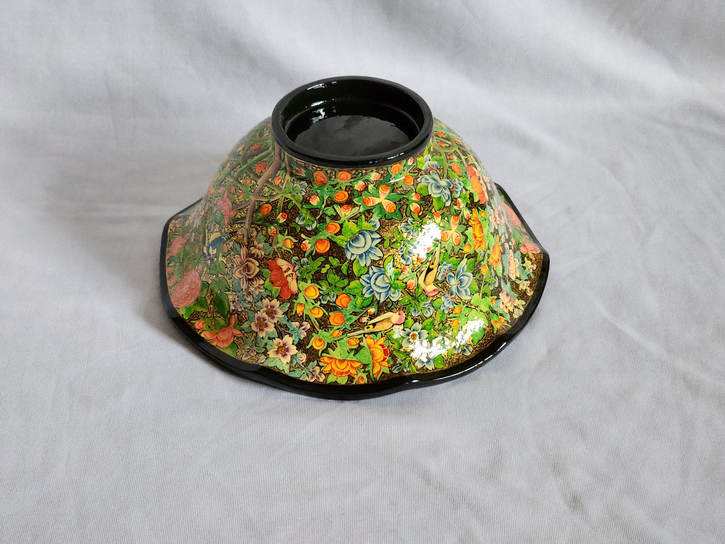 Curvy Bowl Papier Mache 8.3 Inches- Hand-painted