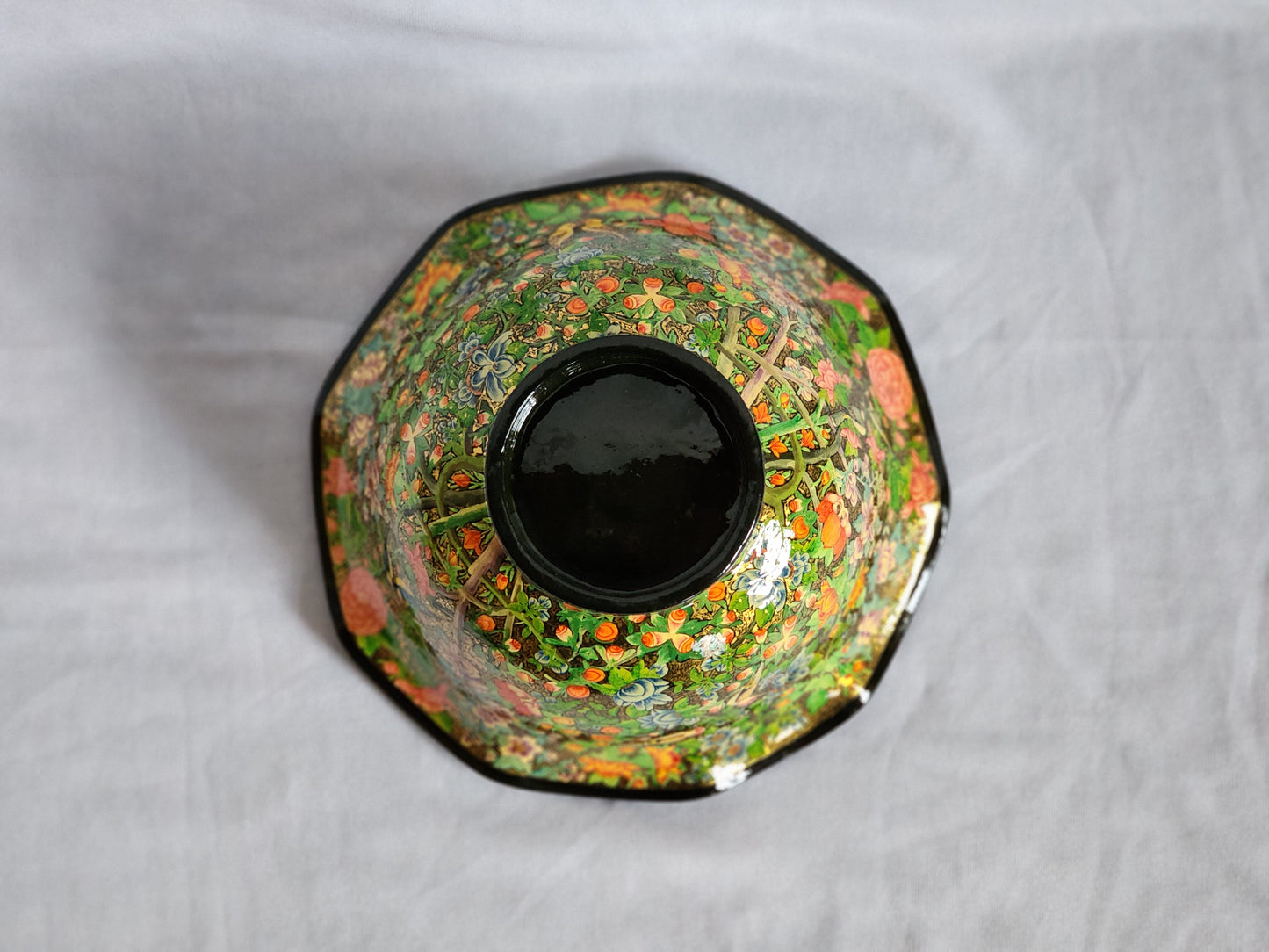 Curvy Bowl Papier Mache 8.3 Inches- Hand-painted
