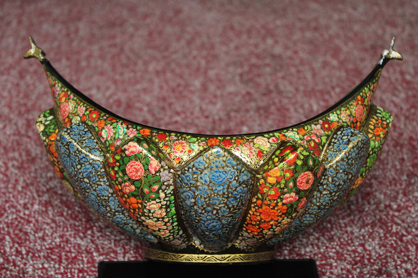 Royal Paper Mache and Brass Fruit Bowl Set with Floral Motifs - Set of 4