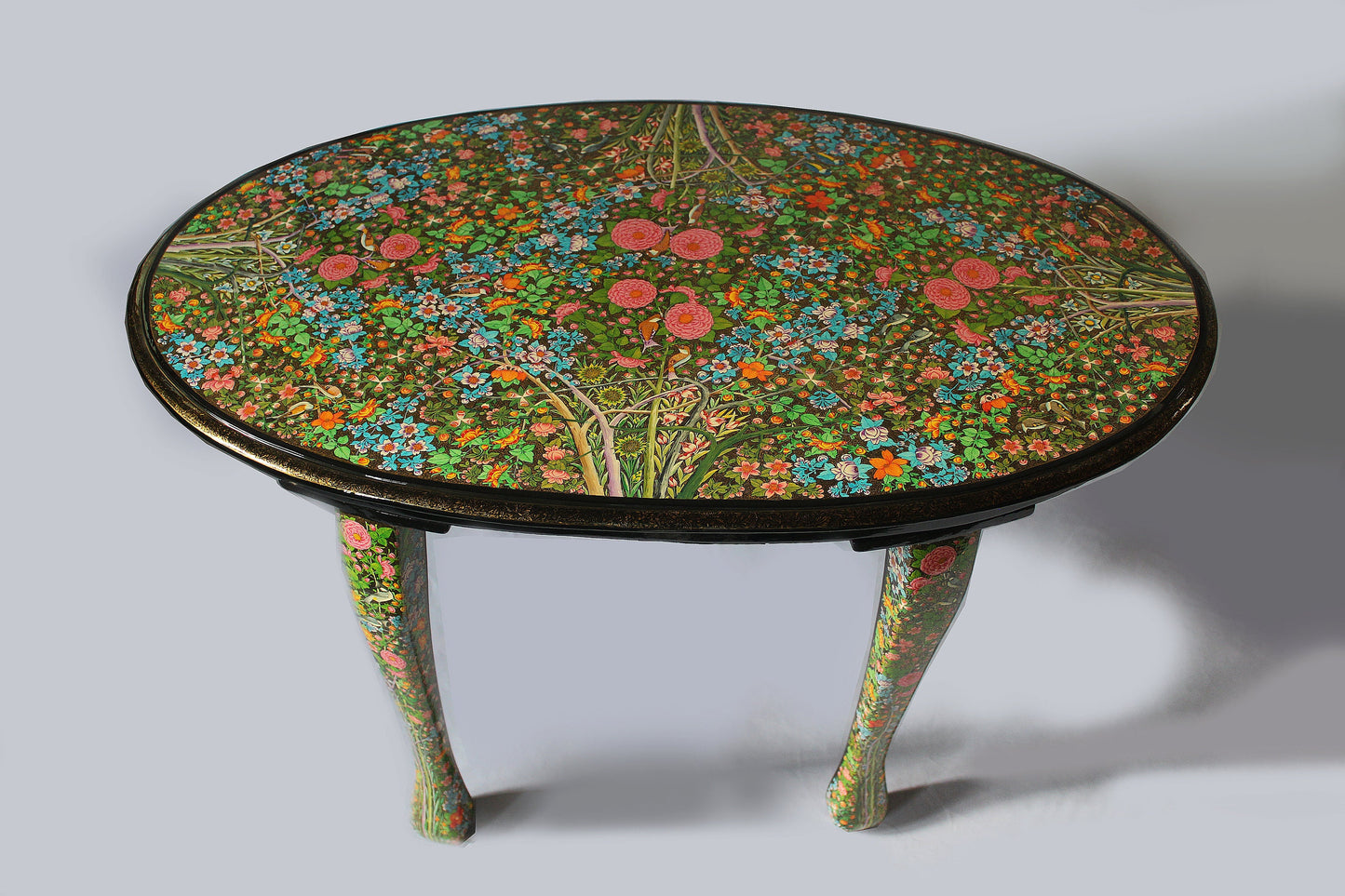 Crafted Table: Handmade Painted vintage Kashmir Real gold paper mache lacquered art-