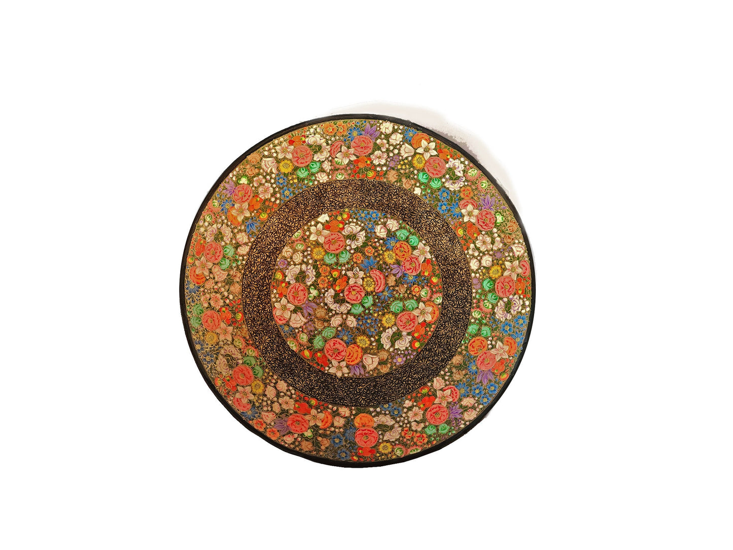 Wall plate Vintage (2000s) Real Gold painted Wall Art Paper mache Gulandar Gul design-