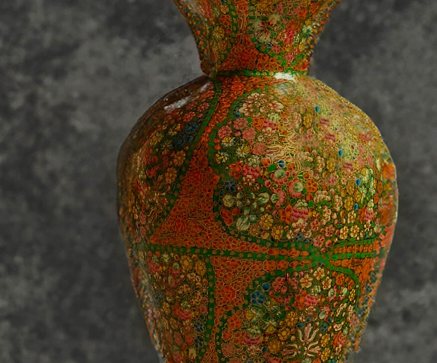 25" Tall Lacquered Floral Vase