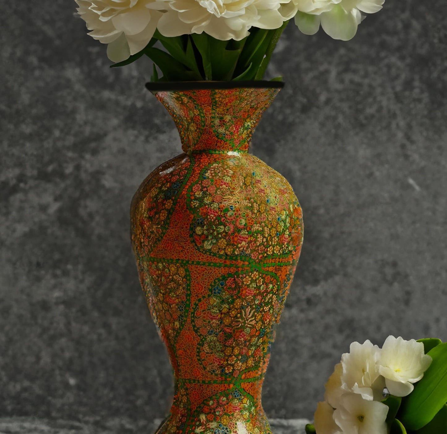 25" Tall Lacquered Floral Vase