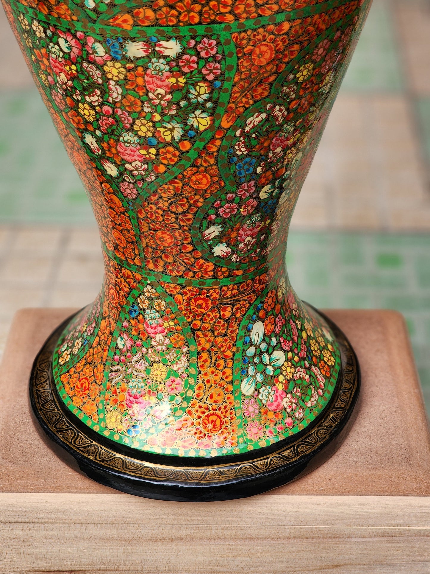 25" Tall Lacquered Floral Vase