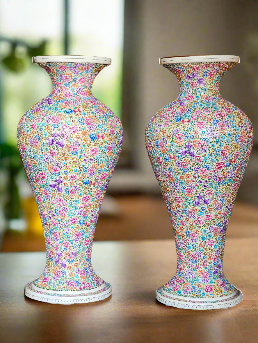 Embossed Art vase pair