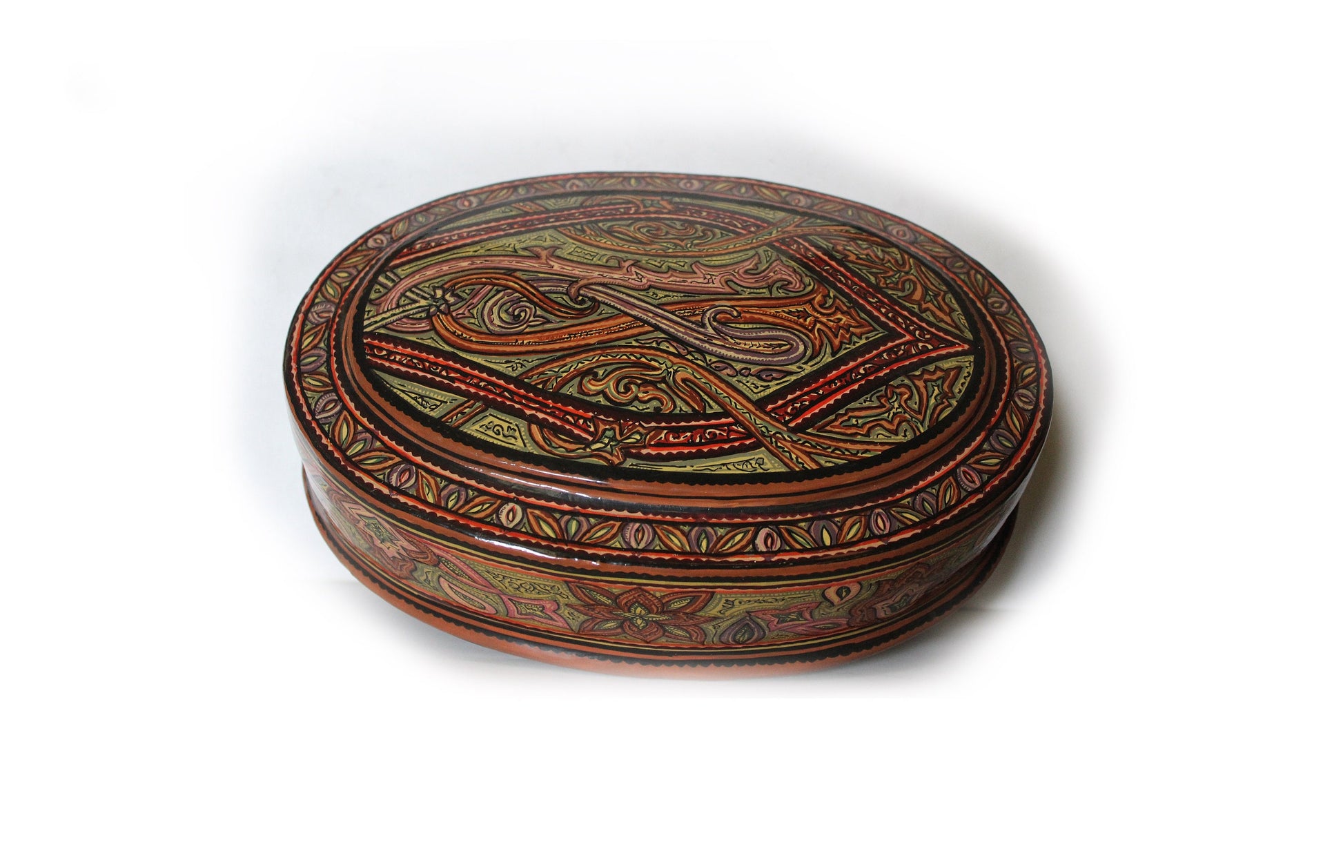 Exquisite Mystery Boxes from Kashmir: Cedar Jewelry Box Made of Lacquered Papier Mache