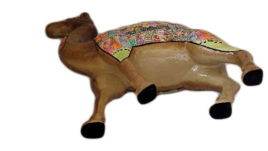 Exquisite Camel Statue Figurines: Antique Paper Mache Mughal Design Sculpture Ornaments for Home Decor