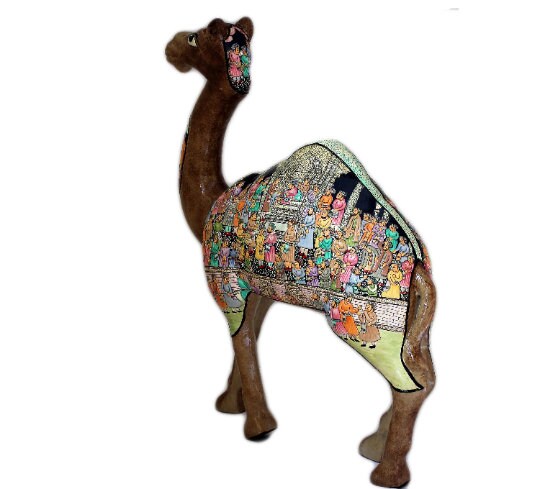 Exquisite Camel Statue Figurines: Antique Paper Mache Mughal Design Sculpture Ornaments for Home Decor