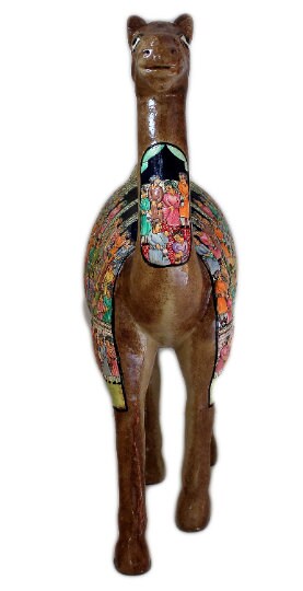 Exquisite Camel Statue Figurines: Antique Paper Mache Mughal Design Sculpture Ornaments for Home Decor