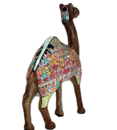 Exquisite Camel Statue Figurines: Antique Paper Mache Mughal Design Sculpture Ornaments for Home Decor