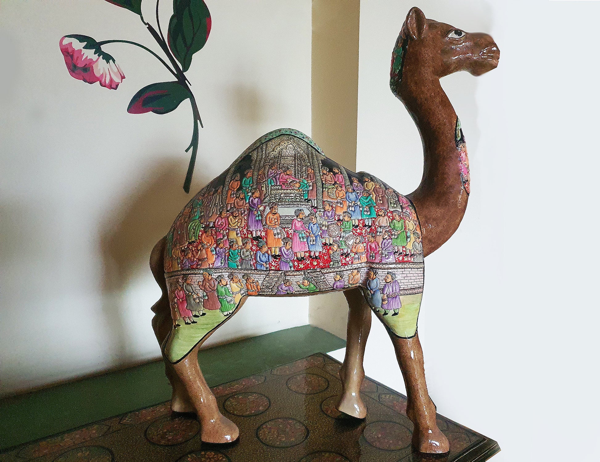 Exquisite Camel Statue Figurines: Antique Paper Mache Mughal Design Sculpture Ornaments for Home Decor