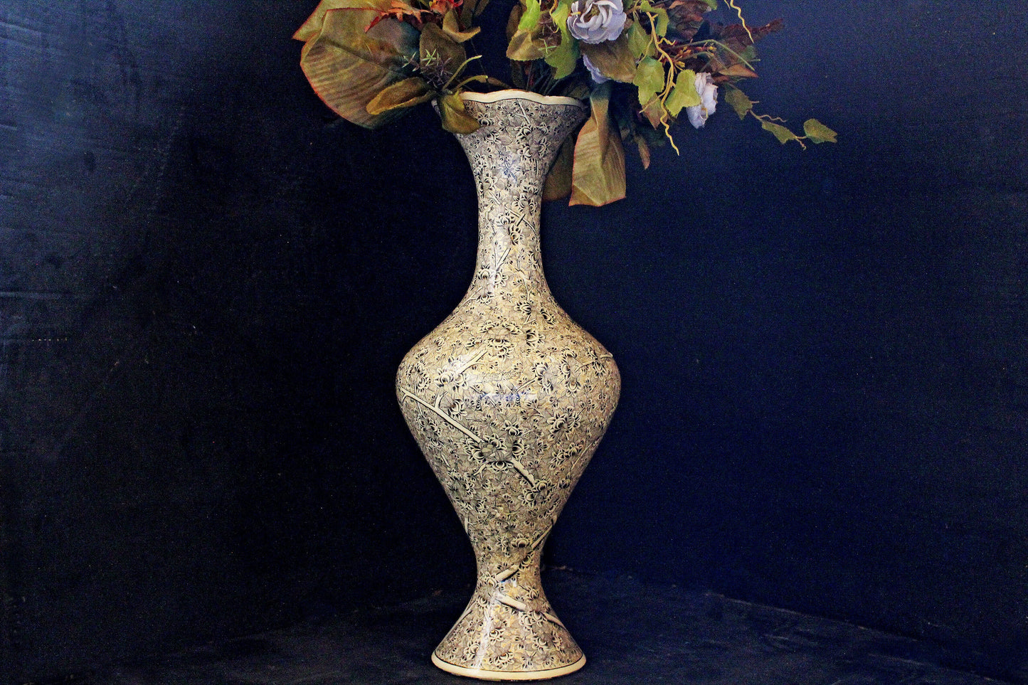 Handmade Paper Mache Flower Vases Set with Gold Painted Finish (Sold as a Pair)