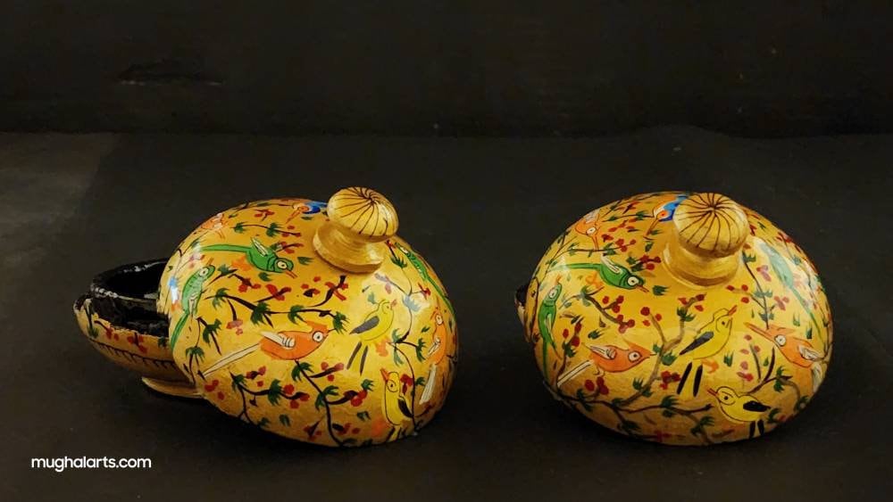 Hand painted trinket boxes (sold as a pair)-3 inches-Paper mache laquered-