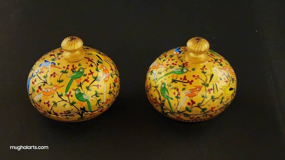 Hand painted trinket boxes (sold as a pair)-3 inches-Paper mache laquered-