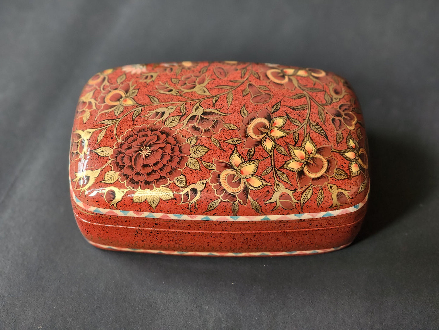 Red floral jewelry box as engagement ring box gift for her-