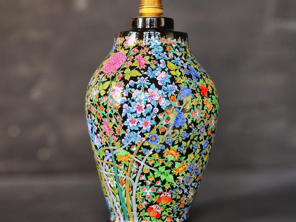 Hand-painted night lamp | wooden art deco lamp | kashmir paper mache-