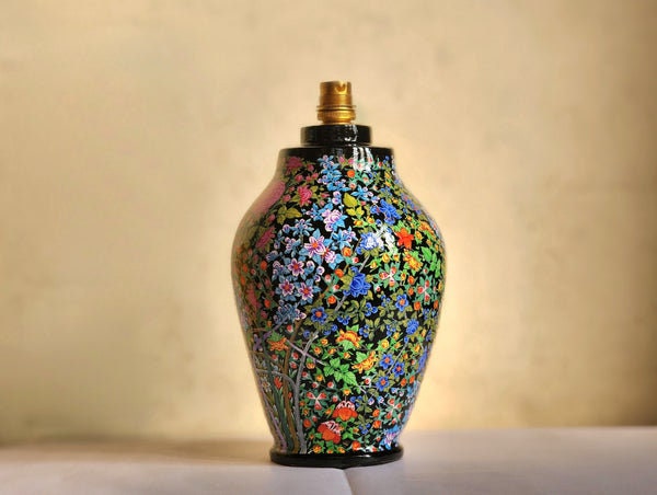 Hand-painted night lamp | wooden art deco lamp | kashmir paper mache-