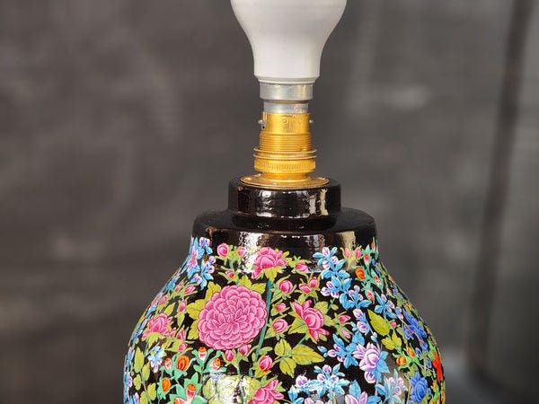 Hand-painted night lamp | wooden art deco lamp | kashmir paper mache-