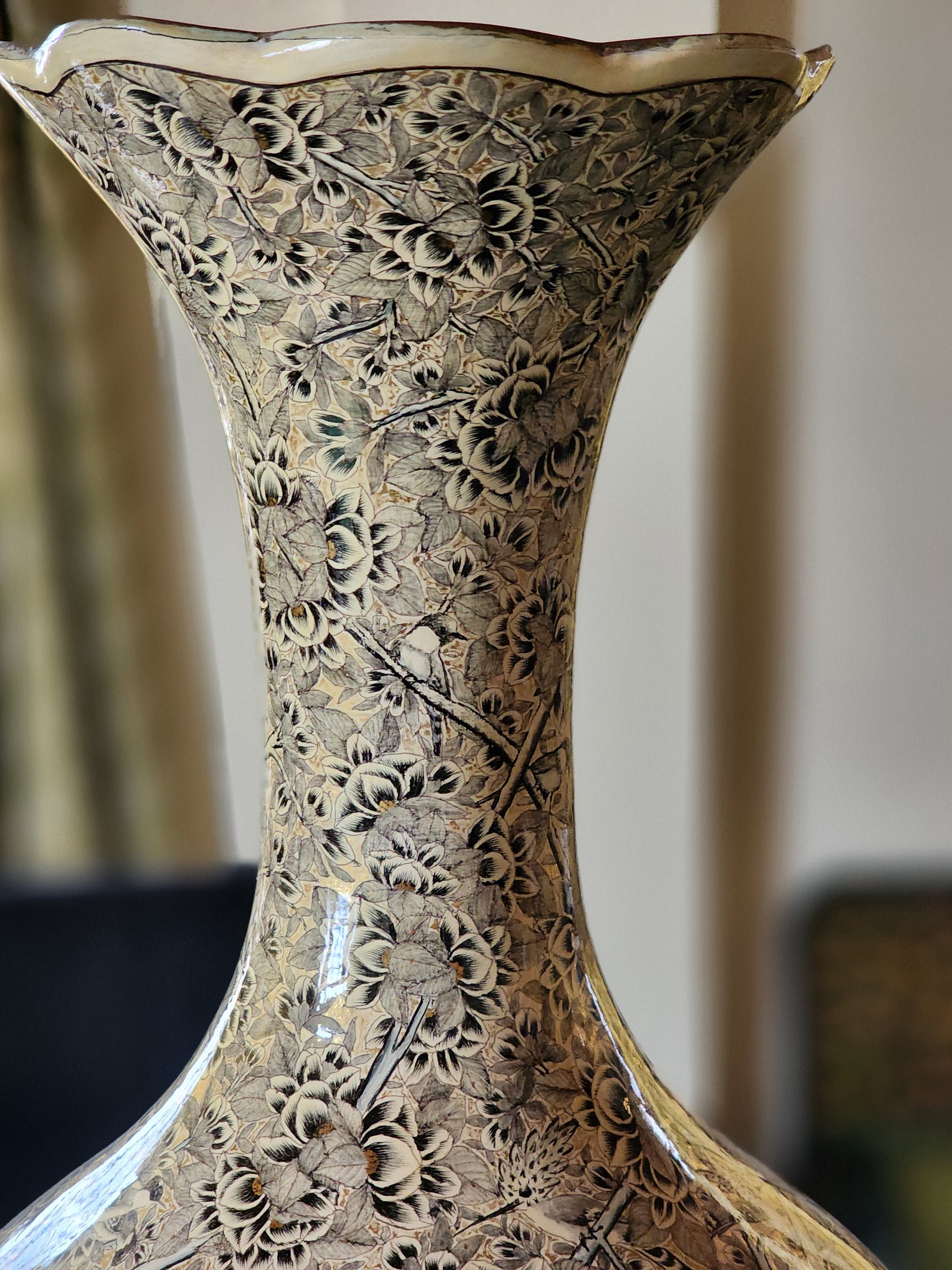 Handmade Paper Mache Flower Vases Set with Gold Painted Finish (Sold as a Pair)