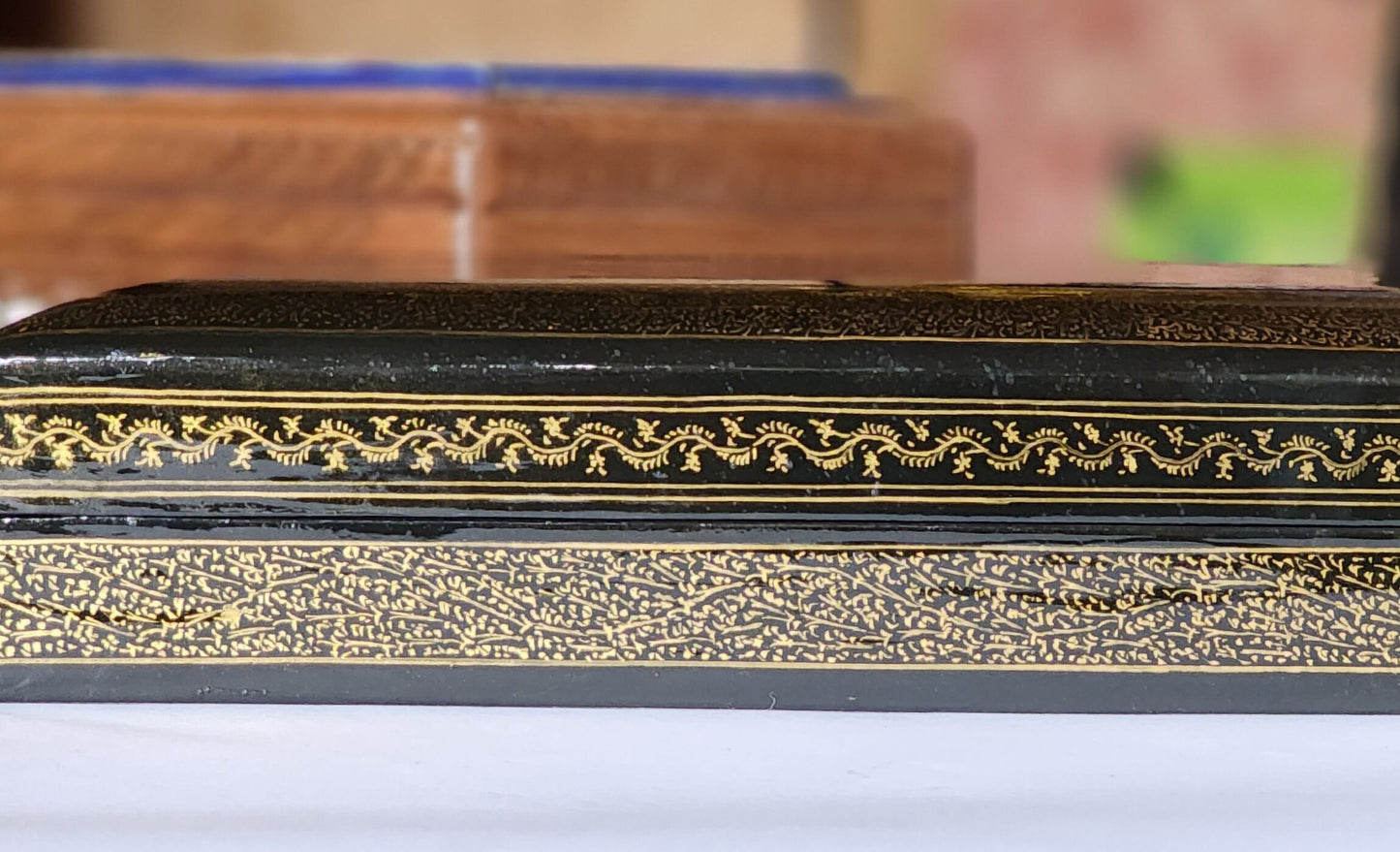 Handmade 24k Gold-Painted Engagement Gift Box with Luxurious Velvet Lining