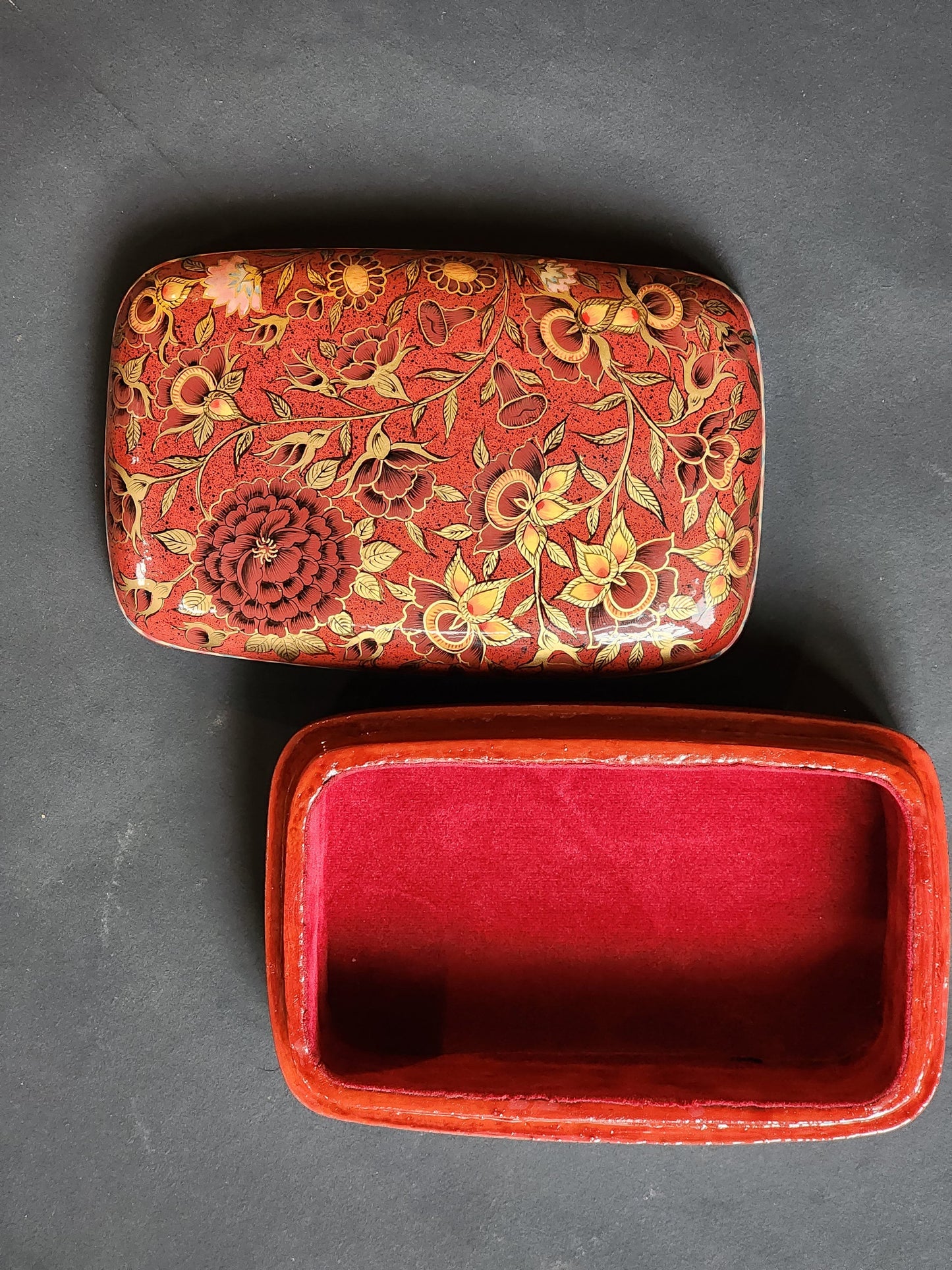 Red floral jewelry box as engagement ring box gift for her-