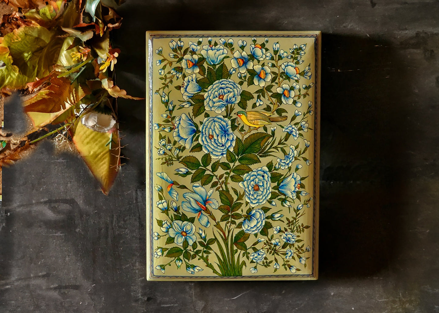 Mughal Art Floral and Bird Lacquered Jewelry Box - Perfect for Holiday Decor and Gifting.