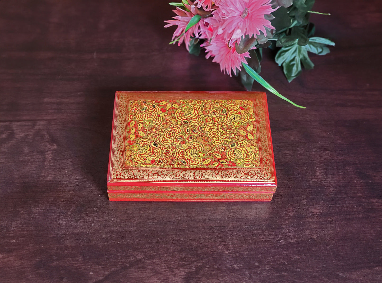 Red Jewelry box wooden organiser personalized gifts-.