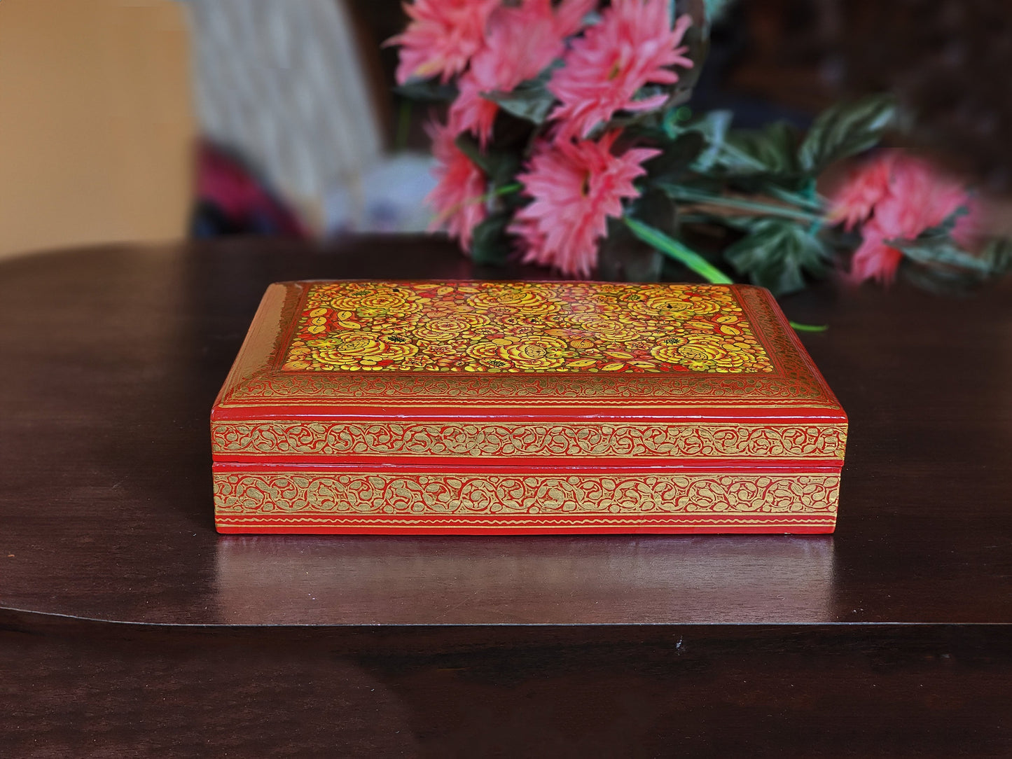 Red Jewelry box wooden organiser personalized gifts-.