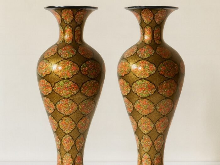 (product) Eternal
  Blossoms Vase – Kashmiri Handcrafted Paper Mache Decor