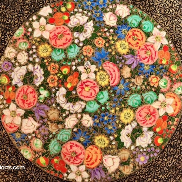 Real Gold Painted Wall Plate with Gulandar Gul Design