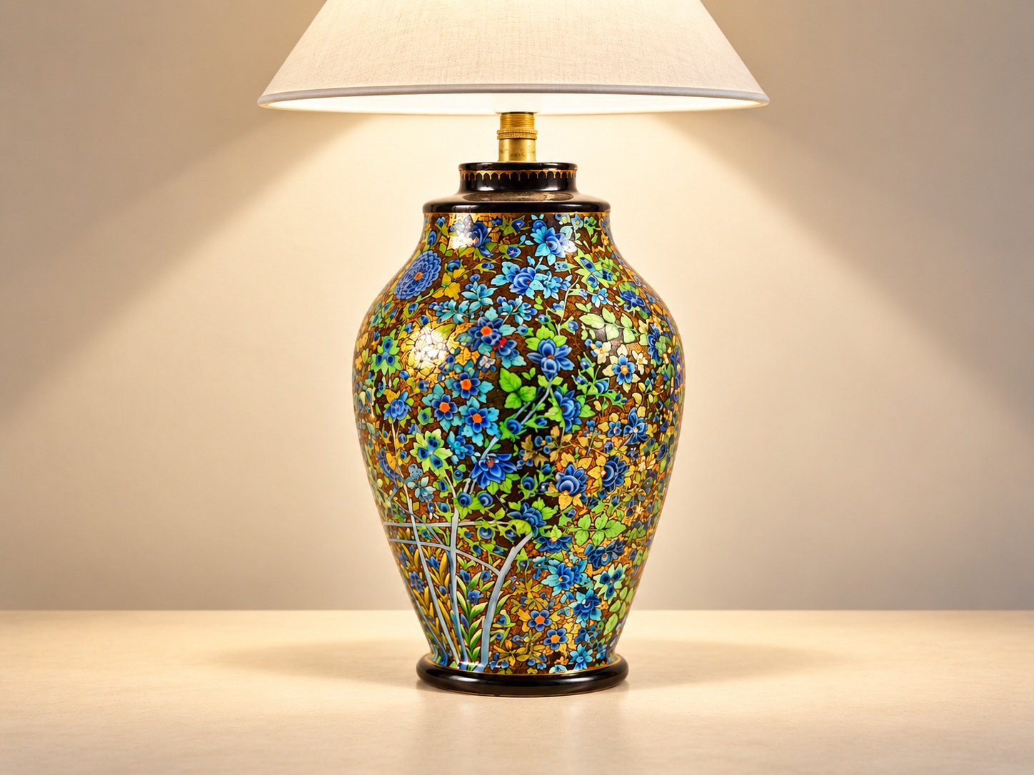 Cloisonné Vase Lamp in Warm Light