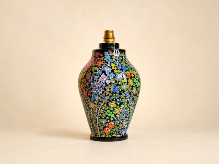 Hand-painted night lamp | wooden art deco lamp | kashmir paper mache-
