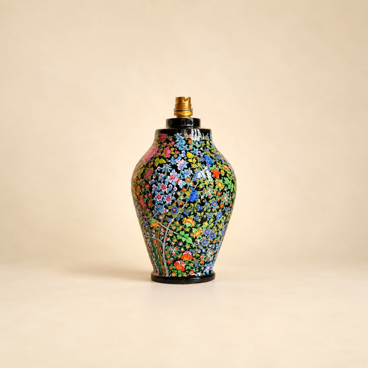 Hand-painted night lamp | wooden art deco lamp | kashmir paper mache-