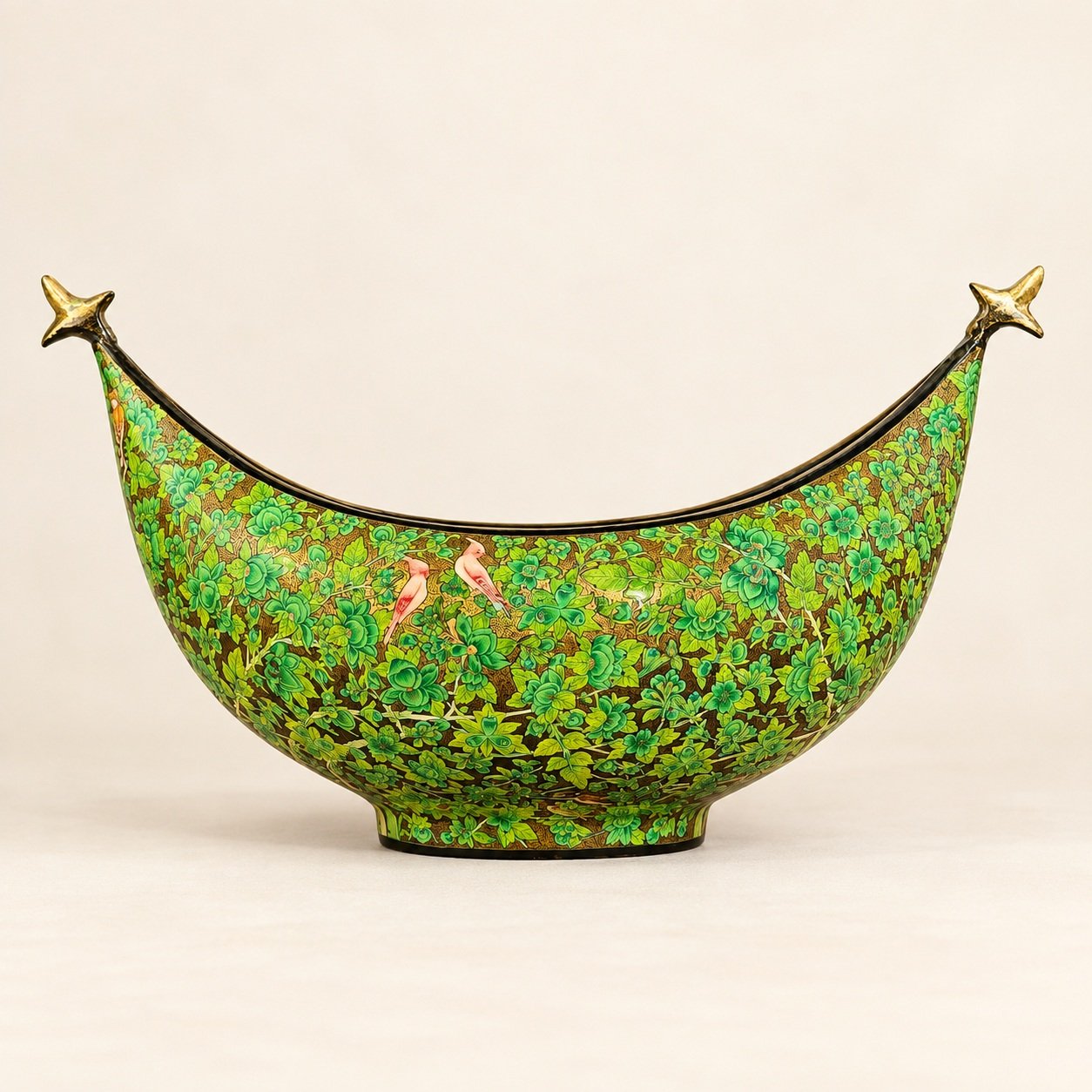Brass and Paper Mache Fruit Bowl – Handcrafted Floral Gold Decor
