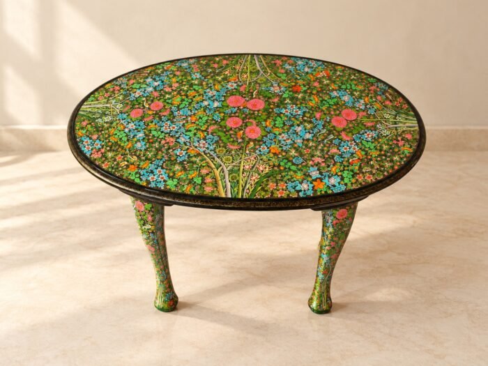 Crafted Table Handmade Painted vintage Kashmir Real gold paper mache lacquered art-