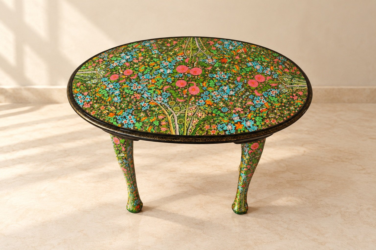 Crafted Table Handmade Painted vintage Kashmir Real gold paper mache lacquered art-