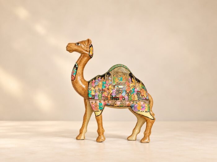 Exquisite Camel Statue Figurines: Antique Paper Mache Mughal Design Sculpture Ornaments for Home Decor