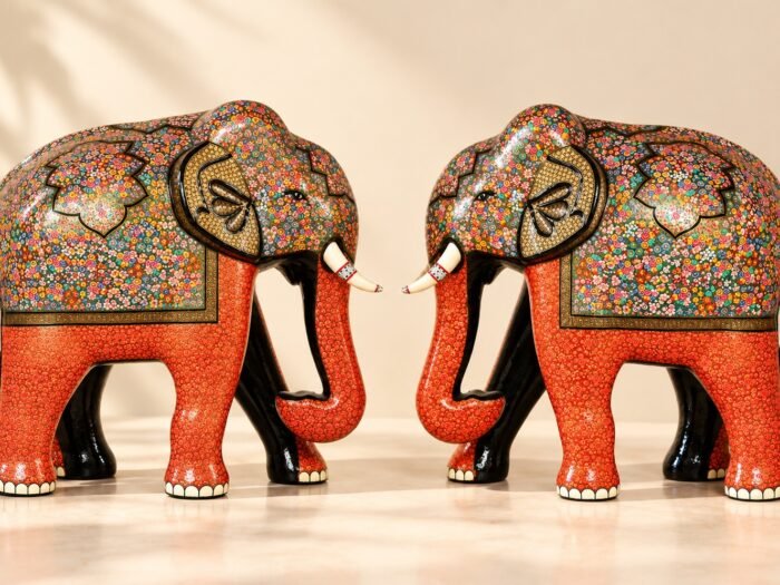 Ornate Floral Elephant Pair