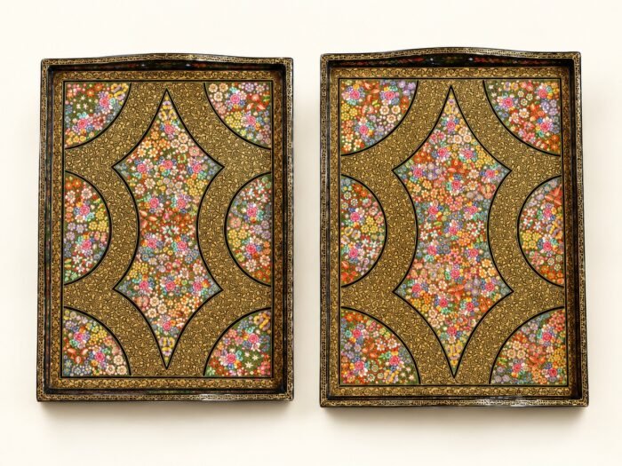 Ornate Floral Lacquer Trays