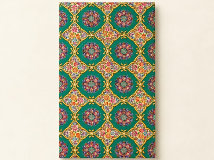 Teal Floral Medallion Panel