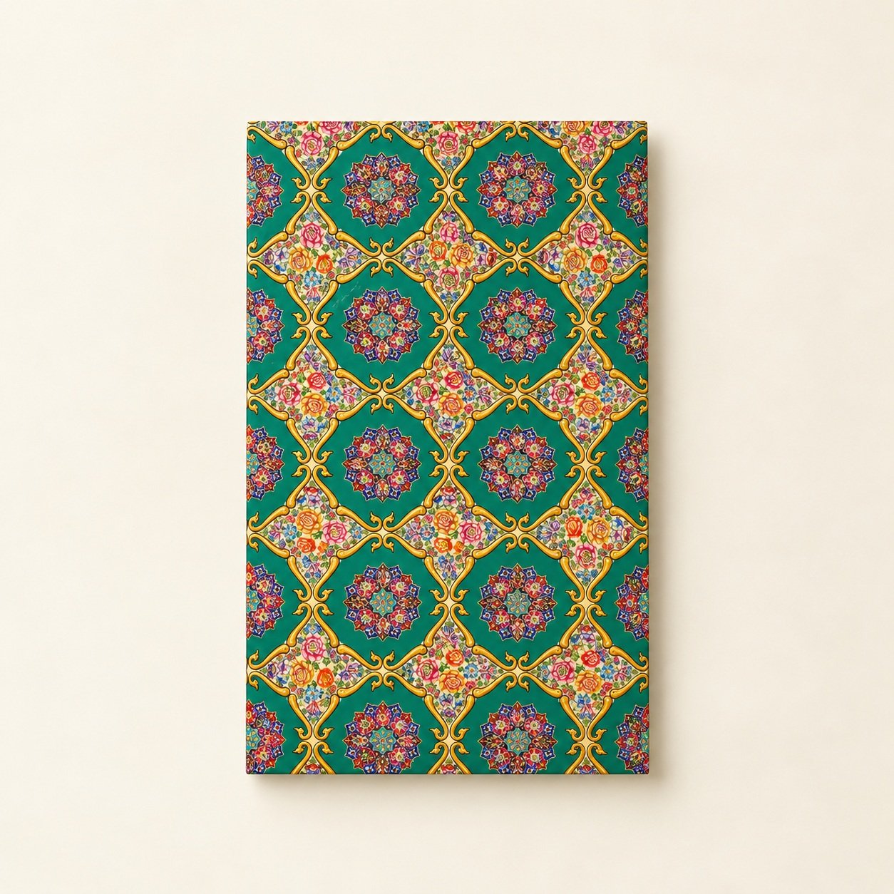 Teal Floral Medallion Panel