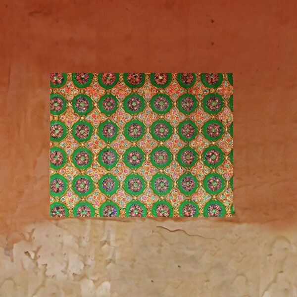 Hand-Painted Indo-Persian Wooden Panel 3 feet x 2 feet- Geometric Floral with Roses