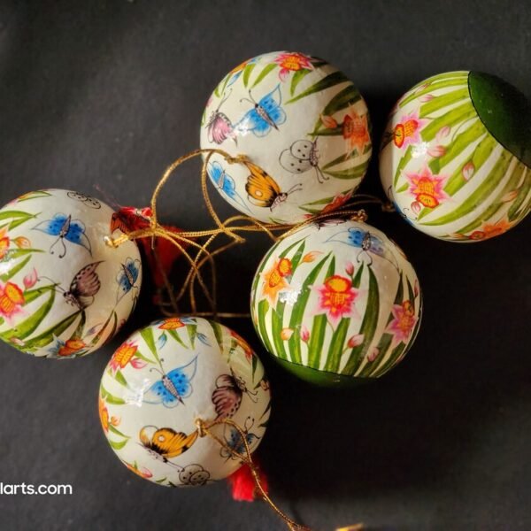 Bridal party decor baubles lacquered paper mache Kashmir-