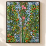 Golden Nature's Symphony" - Large Wood Wall Art with Kashmir Floral Painting