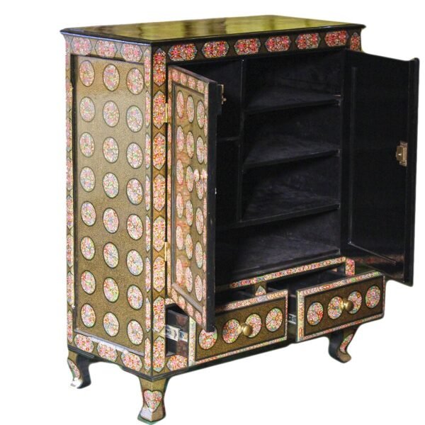 Handcrafted Almira Cupboard – Wooden Almirah, Small Designed Wardrobe, Colorful Armoire, Artwork Armoire, Wooden Closet, Papier Mâché