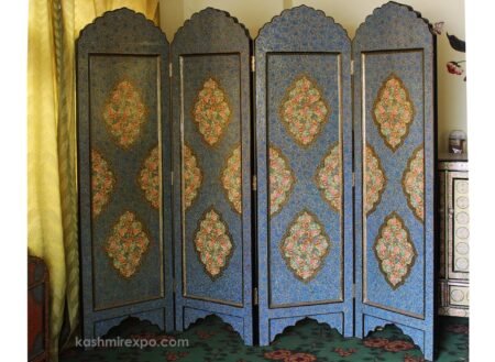 Artwork
for living room-Elegant Wooden Room Divider with Intricate Paper Mache Floral
Designs