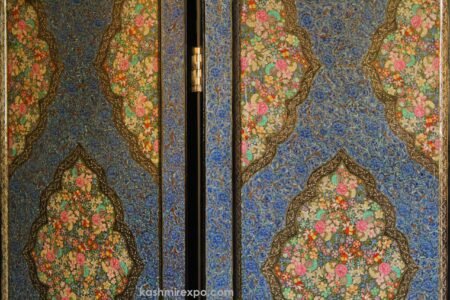 Artwork
for living room-Elegant Wooden Room Divider with Intricate Paper Mache Floral
Designs