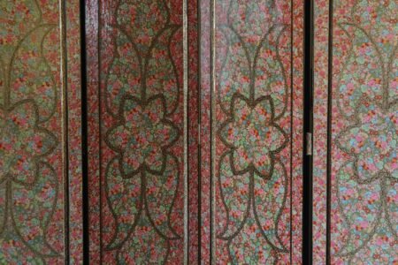 Artwork
for living room-Elegant Wooden Room Divider with Intricate Paper Mache Floral
Designs